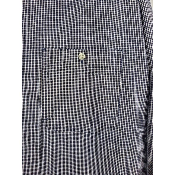 Eddie Bauer Button Down Long Sleeve Mens Sz L Navy Blue 100% Cotton Check Shirt - Picture 3 of 10